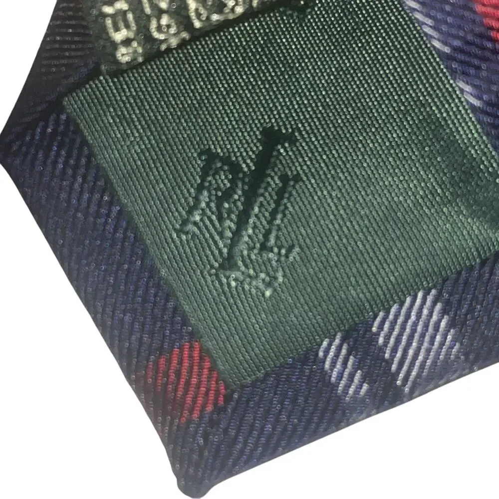 Ralph Lauren Blue Red White Plaid Black Label Tie 100% Silk 60”x3.5”